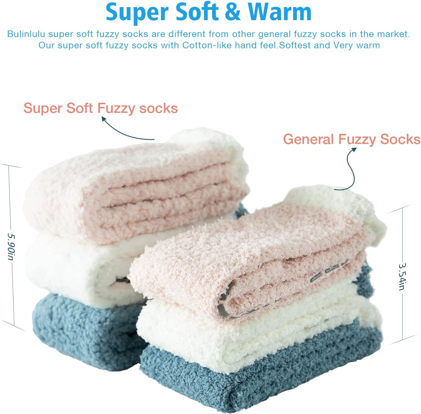 Bulinlulu Fuzzy Socks with Grips Plush Sleep Cozy Winter Soft Hospital Fluffy Socks Gifts for Womens Mens Gifts