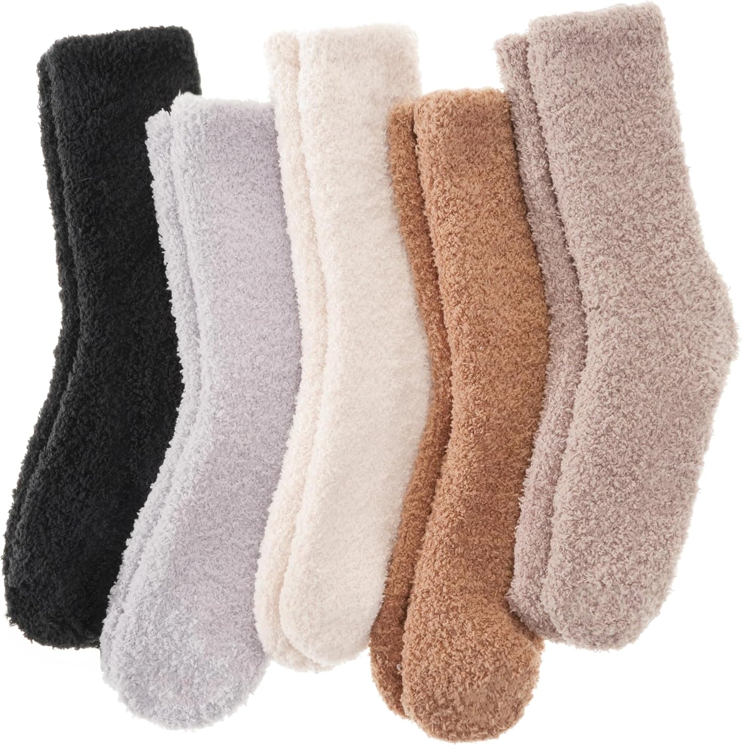 ANTSANG Fuzzy Socks for Women Men Slipper Fluffy Cozy Warm Winter Thick Plush Crew Socks 5 Pairs